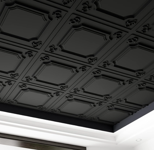 lot 279 image: 12 Pack Art3d  Wainscoting Panel Drop Ceiling Tiles 24x24 Classical black