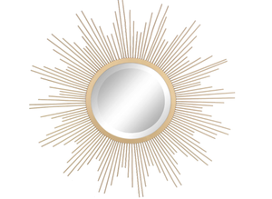 lot 294 image: Gold Metal Starburst Hanging Wall Mirror 24x24