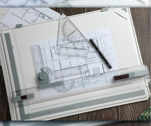 lot 295 image: A3 Portable Drawing Board with Clear Rule Parallel Motion and Angle Adjustable Measuring System