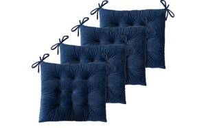 lot 299 image: ELFJOY Set of 4 Square Chair Pads Indoor Seat Cushions (18.8, Navy)