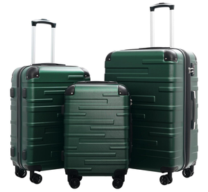 lot 9 image: LOT OF 3 Coolife Luggage Expandable 3 Piece Set Dark Green