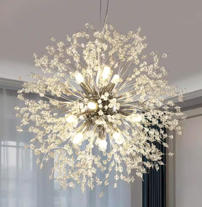 lot 330 image: Chrome Crystal Dandelion Shape Chandelier