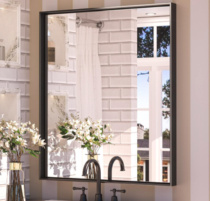 lot 351 image: Keonjinn Black Metal Frame Vanity Mirror 30 x 36