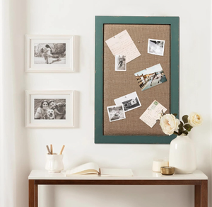 lot 353 image: Turquoise Framed Linen Cork Board 18.1 x 0.7 x 28.7