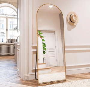 lot 355 image: Arched Free Standing Full Length Mirror ( Gold) 64x21