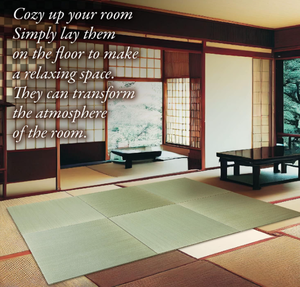 lot 361 image: MIINA Tatami Mat Set - Finely Woven Igusa Grass, Japanese futon Mattress 32x32 (Natural, 6pieces)