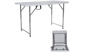 lot 366 image: Aoeiye TL-122C 4ft  Heavy Duty Portable Indoor  Outdoor Folding Table w Handle