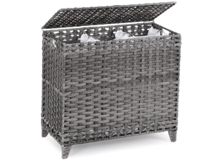 lot 368 image: Gray Laundry Hamper with 3 Sections & Removable Liner Bags
