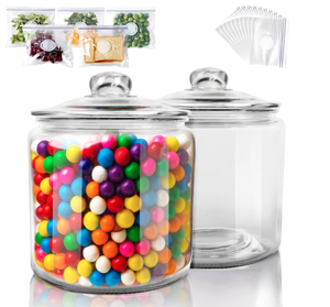 lot 376 image: SET OF 2  Masthome 1 Gallon Airtight  Glass Storage Jars