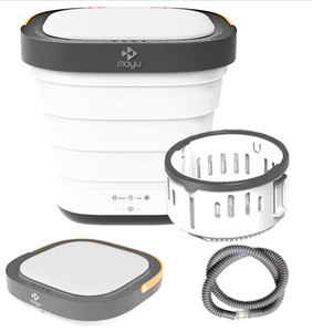 lot 396 image: MOYU Mini Portable Bucket Washer Foldable Washing Machine with Spin Dry and Drainage Pipe