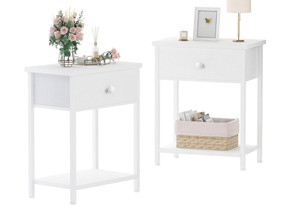 lot 398 image: Set of 2 KAI-ROAD White Nightstands 13.8D x 17.8W x 22.8H