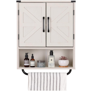 lot 399 image: Rustory Rustic Wood Wall Mounted Storage Cabinet Multipurpose Medicine Cabinet with Adjustable Shelf