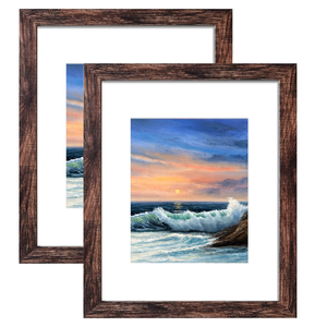 lot 416 image: 16x20 Picture Frame, Display Pictures 11x14 with Mat or 16x20 without Mat, Pack of 2, Rustic Brown