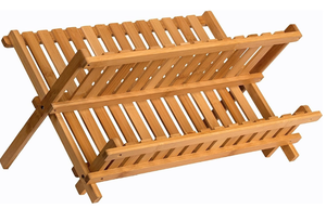lot 423 image: Bamboo Dish Drying Rack Plates & Glasses Collapsible Compact