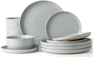 lot 24 image: Famiware Milkyway Plates and Bowls Set 12 Pieces Set for 4 Light Gray
