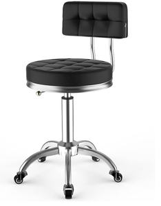 lot 30 image: YJHome Heavy Duty 550LB Rolling Stool with Backrest Height Adjustable Stool