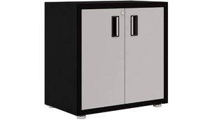lot 33 image: itbe for Home Ready-to-Assemble Steel Cabinet with Two Doors (Black and Grey)
