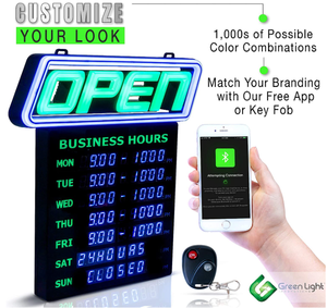 lot 49 image: GLI Led Open Sign with Business Hours  Stand Out with 1000s Color Combos