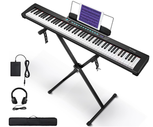 lot 59 image: Starfavor Semi-weighted Piano Keyboard 88 Keys with Stand
