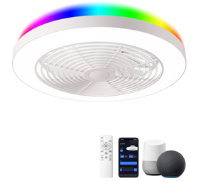 lot 63 image: Orison Low Profile Ceiling Fan with Lights- 19.7 in Smart Bladeless Ceiling Fans