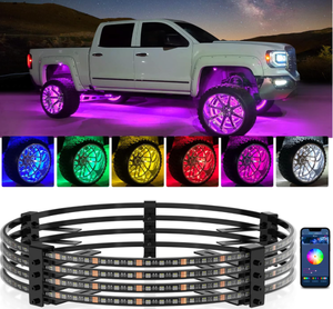 lot 164 image: MICTUNING 17.5inch V1 RGBW LED Wheel Ring Lights Kit with APP Control
