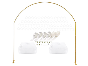 lot 168 image: LANGXUN 7.8Ft Metal Gold Balloon Arch Kit, Semi-circular Balloon Arch Stand with Water Bases