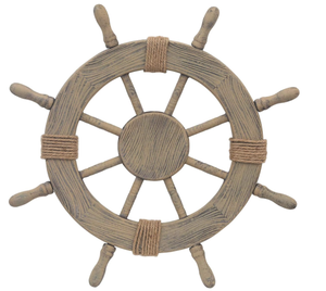 lot 173 image: Asense Wall Wooden Nautical Ship Steering Wheel