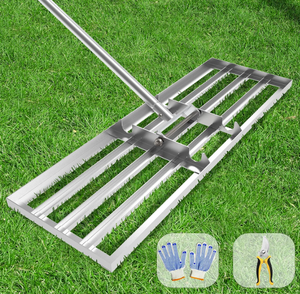 lot 183 image: Dremmt Lawn Leveling Rake, Lawn Leveler Tool with Stainless Steel Handle