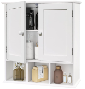 lot 184 image: TaoHFE Bathroom Wall Cabinet with 2 Door Adjustable Shelves White