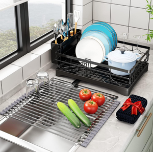 lot 387 image: ANTOPY Dish Drying Rack Drainboard Utensil Holder Dryer Mat