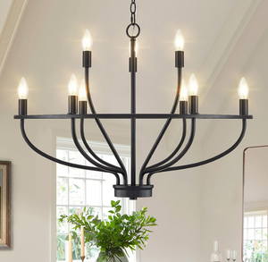 lot 96 image: FookChak 9-Light Black Chandelier Candle Chandelier Light