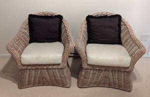 lot 58 image: Pair of Wicker Armchairs