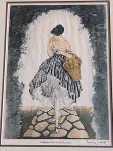 lot 61 image: Girl with Basket of Apples by Louis Icart
