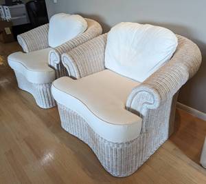 lot 12 image: Pair of Henry Link Wicker Armchairs