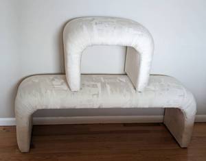 lot 54 image: Vintage Curved Upholstered Bench Set
