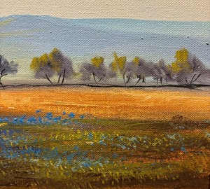 lot 103 image: Original Scenic Blue Bonnets Oil Painting