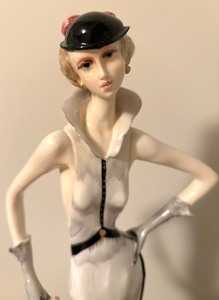 lot 25 image: Lady with Russian Wolfhound Art Deco Sculpture by Amilcare Santini