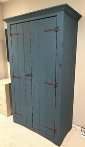lot 130 image: Rustic Style Two Door Wooden Blue Painted Cabinet