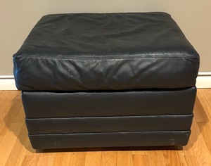 lot 213 image: Navy Blue Leather Ottoman by Selig