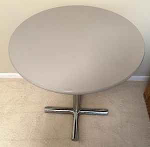lot 214 image: Chrome Based Round Table with Grey Top