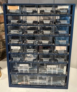 lot 267 image: Trio of Organizers Full of Nails, Screws, Nuts, Bolts and Other Hardware