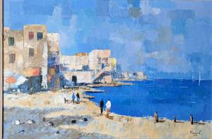 lot 18 image: Large Scenic Ocean Oil on Canvas Painting by H. Magr