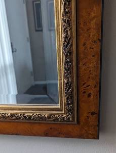 lot 38 image: Beautiful Gold and Burl Wood Wall Mirror