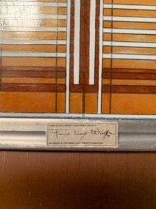 lot 176 image: Rare Vintage Frank Lloyd Wright Stained Glass Wall Art