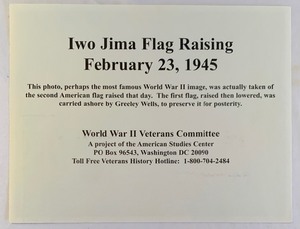 lot 170 image: Print Iwo Jima Flag Raising WWII in Cardboard Frame