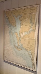 lot 159 image: Large Framed Vintage Map - Estero Bay to Lemon Bay, Florida - United States Gulf Coast