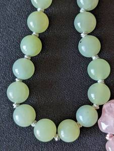 lot 294 image: Vintage Hand Knotted Beaded Jade and Quartz Necklaces