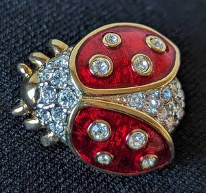lot 356 image: Swarovski Crystal and Enamel Ladybug Pin