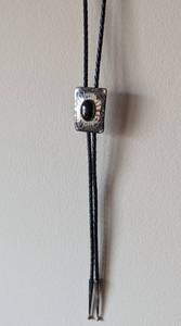lot 357 image: Mens Leather and Sterling Bolo Tie