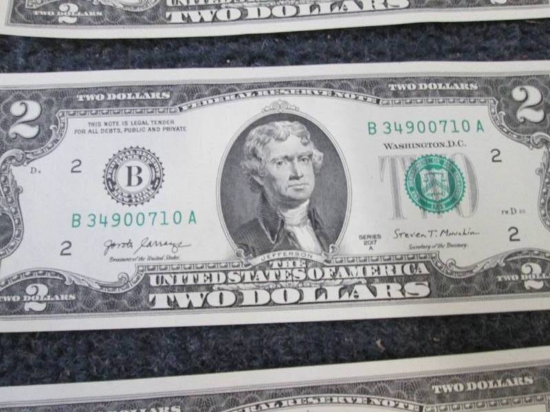 6- Sequential Uncirculated $2 Bills...